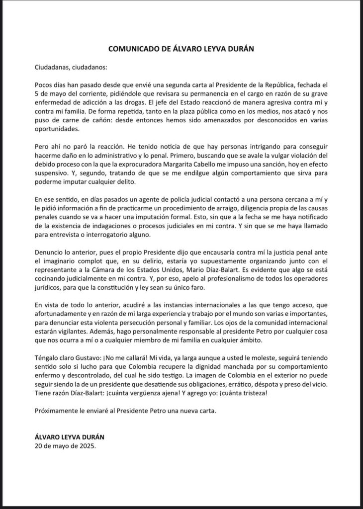 Álvaro Leyva acusa a Petro de agresión y lo responsabiliza por su seguridad y la de su familia 1 56e8004a c3ed 4cd5 80b7 6ba41d64c91b