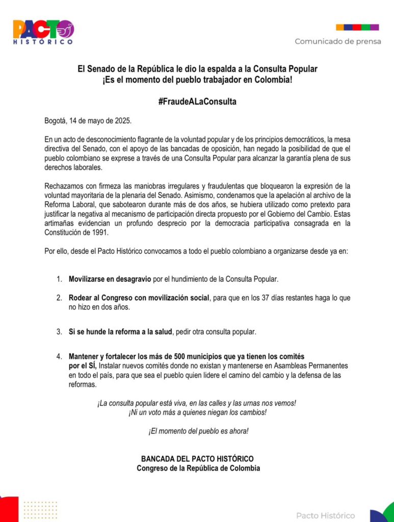 Pacto Histórico advierte: si se hunde la reforma a la salud, impulsará nueva consulta popular 1 Gq gMziW8AAOyN8 1