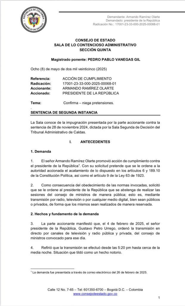 El Consejo de Estado avala las transmisiones de los Consejos de Ministros del presidente Petro 1 Gqg9n6UXYAAqlJU