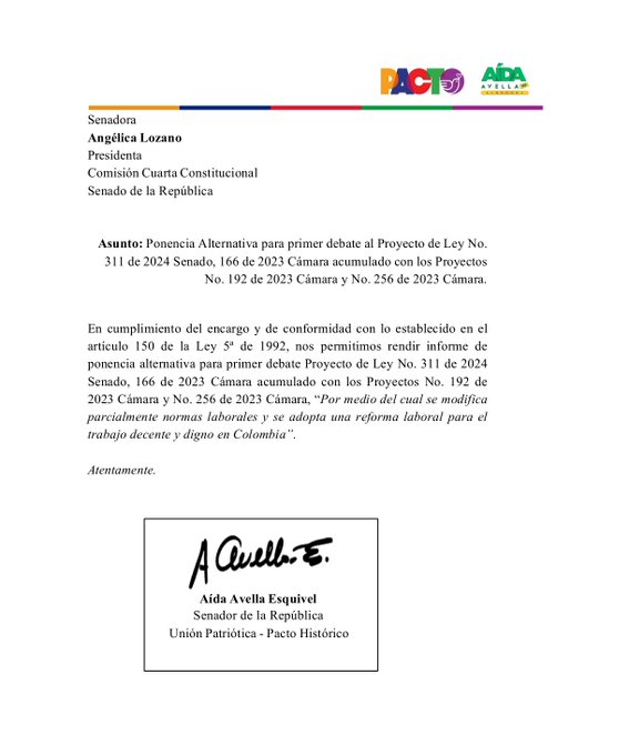Pacto Histórico presenta ponencia alternativa de la Reforma Laboral en el Senado 1 Gr32T4tXMAAZldu
