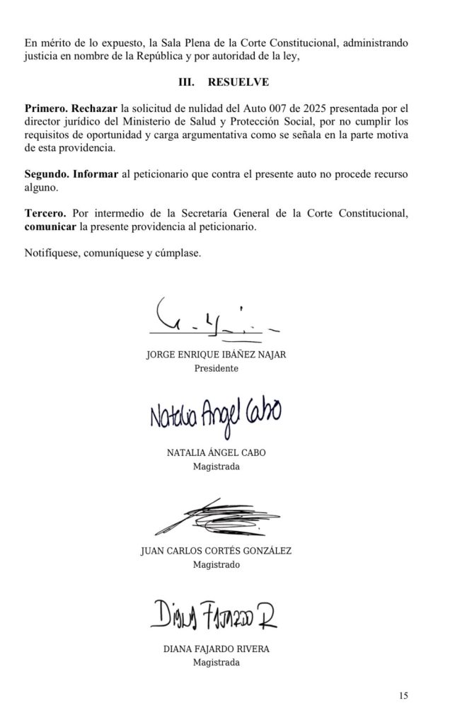 Corte Constitucional rechaza solicitud del Ministerio de Salud sobre el reajuste de la UPC 3 Grlc3NGXQAAwXAR