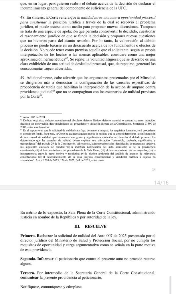 Corte Constitucional rechaza solicitud del Ministerio de Salud sobre el reajuste de la UPC 2 GrlfkSLXsAAsPgk