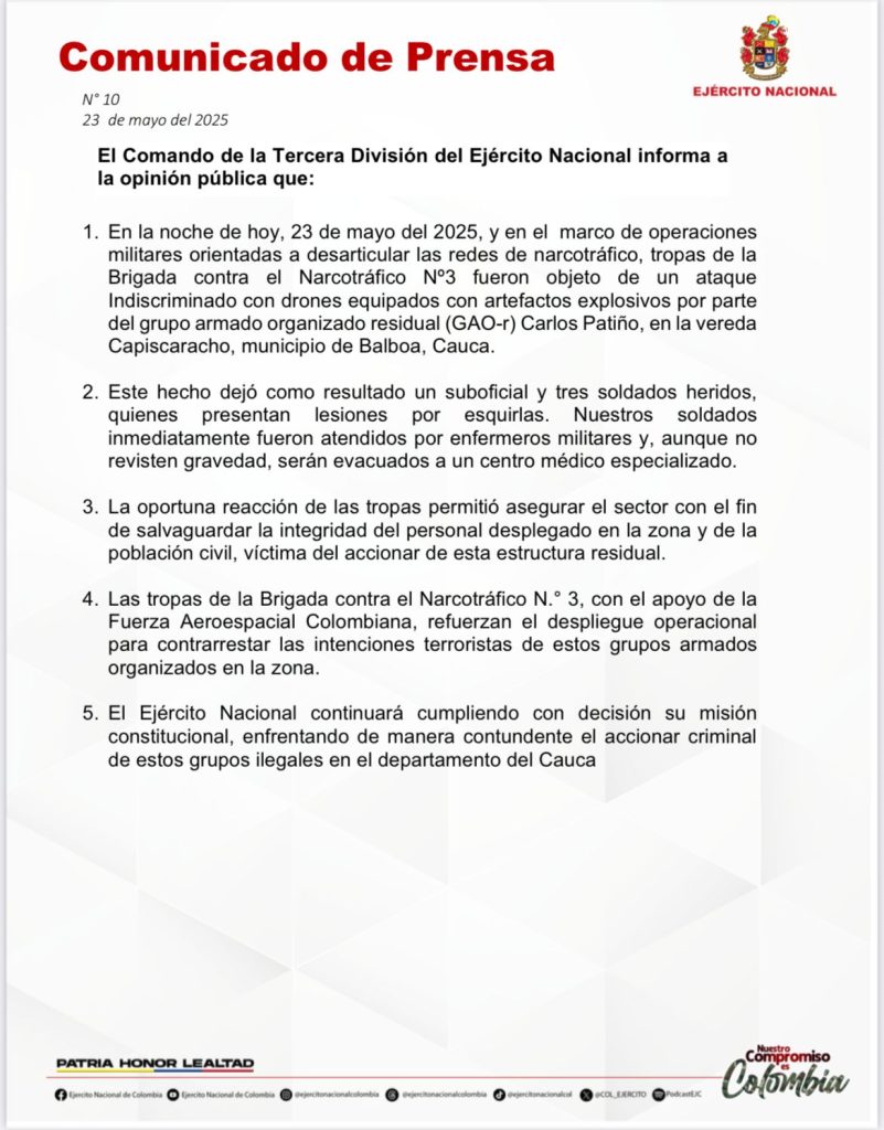 Disidencias de las FARC atacan con drones a tropas del Ejército en Balboa, Cauca: cuatro militares resultaron heridos 1 Grtvd8iXkAA8Hf8