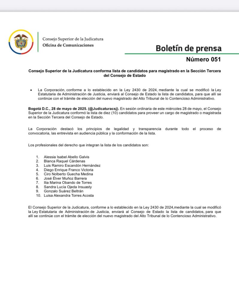 Definida lista de candidatos para magistratura en el Consejo de Estado 1 GsDWNJ5WAAAPnsO