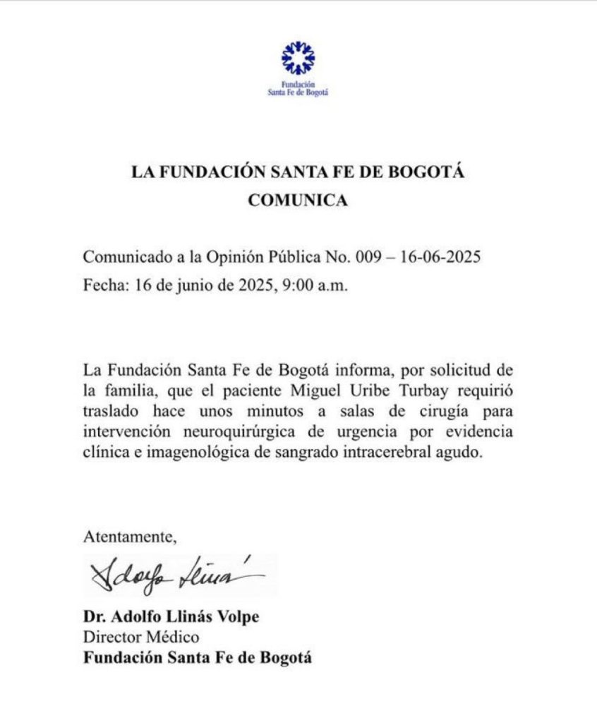 Senador Miguel Uribe Turbay será sometido a cirugía neuroquirúrgica tras atentado 1 47bf4e73 0aa4 450d a14a f8c0c64ec984 1