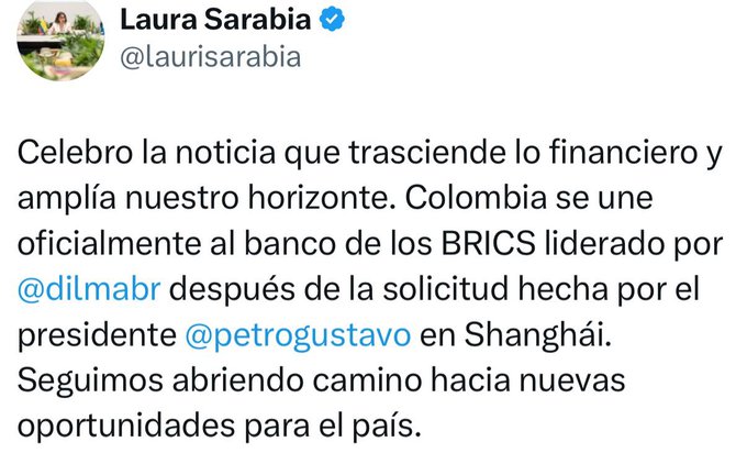 Colombia se une al Nuevo Banco de Desarrollo de los BRICS: lo anuncia Dilma Rousseff en San Petersburgo 1 Gtzi lbWAAAg0HG