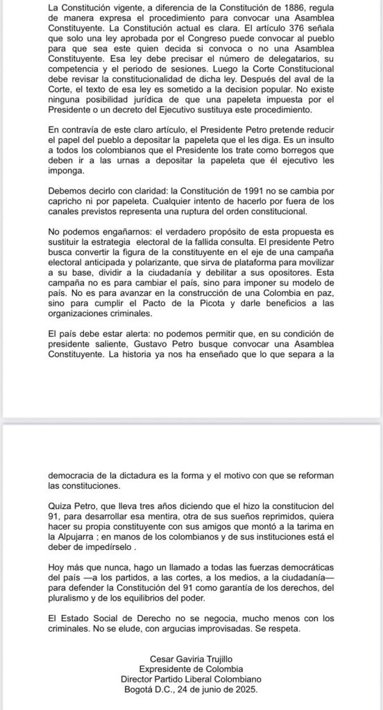 César Gaviria critica encuentro de Petro con cabecillas criminales en Medellín 2 GuNVyhVWYAAKpqs