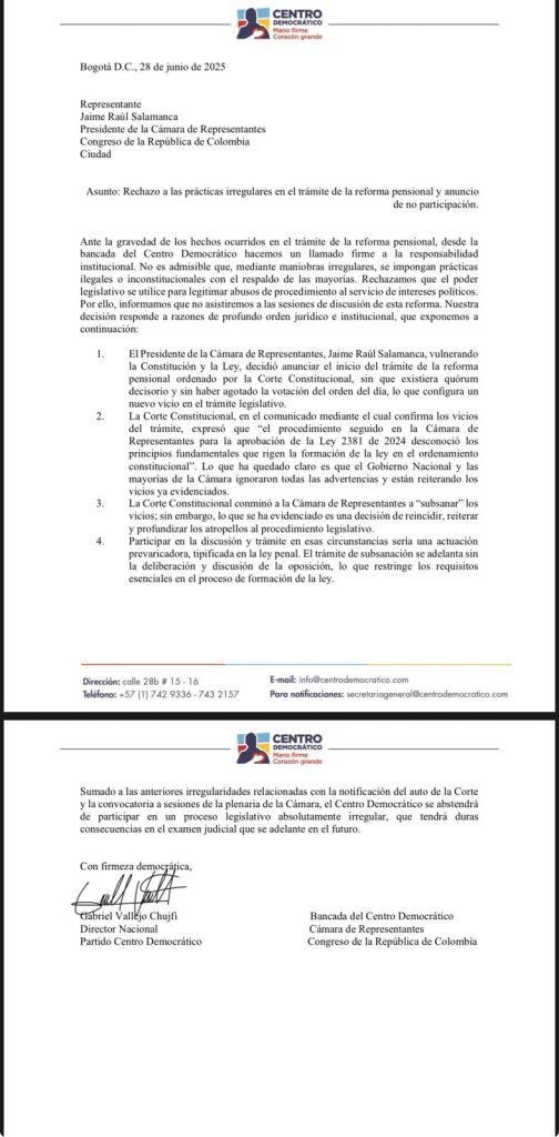 Centro Democrático se ausenta nuevamente de la plenaria sobre Reforma Pensional 1 Guias42XoAANIQI