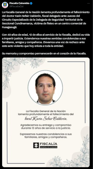 Fiscal huilense fue asesinado en presunto caso de fleteo en Fusagasugá 1 image 1