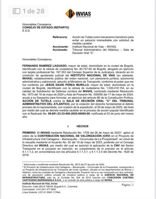 El pulso por la valorización: Invías acude a tutela para revivir cobro suspendido en la Vía al Mar y Circunvalar de la Prosperidad 1 GvOYSAeWMAAQkZd