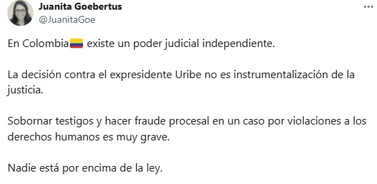 Human Rights Watch respalda fallo contra Uribe y destaca independencia judicial en Colombia 1