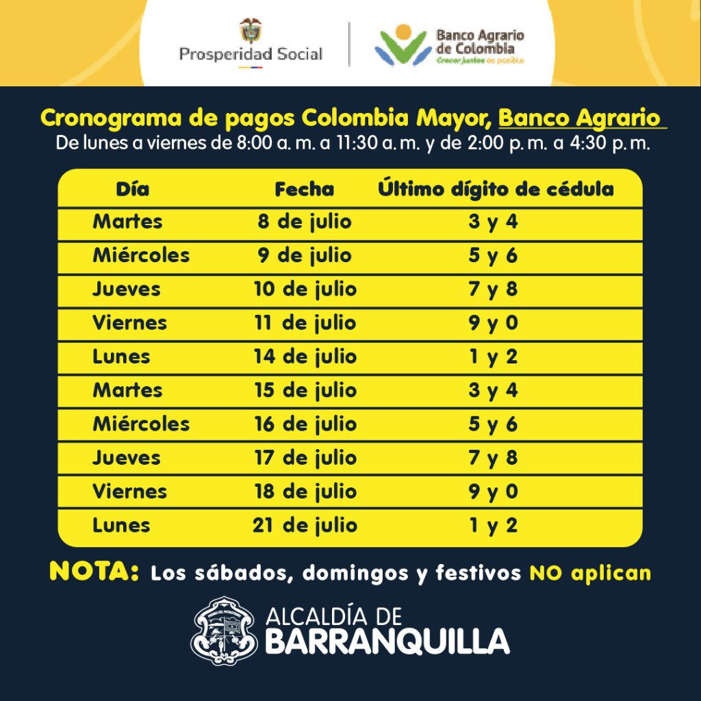 Habilitados pagos de Subsidio Distrital y Colombia Mayor de mayo y junio 4 POST 2COLOMBIA MAYOR