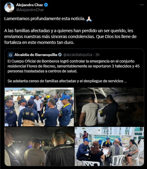 Alejandro Char se pronuncia tras incendio en Flores del Recreo: “Lamentamos profundamente esta tragedia” 1 sdf