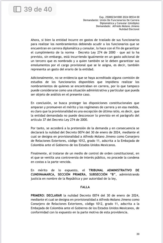 Tribunal anula nombramiento de Alfredo Molano como cónsul en México 1 Gx1C7tzXsAEy5BQ 1