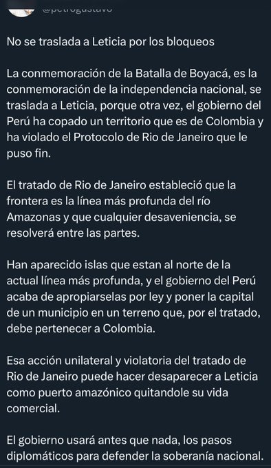 Petro trasladará conmemoración de la Batalla de Boyacá a Leticia y denuncia ocupación territorial por parte de Perú 1