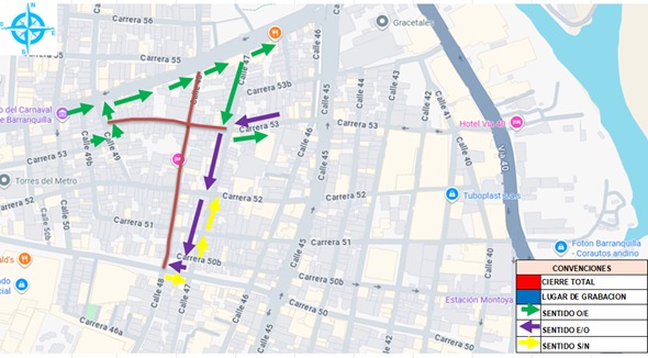 Calle 48 carreras 54 y 50 carrera 53B calles 47 y 49