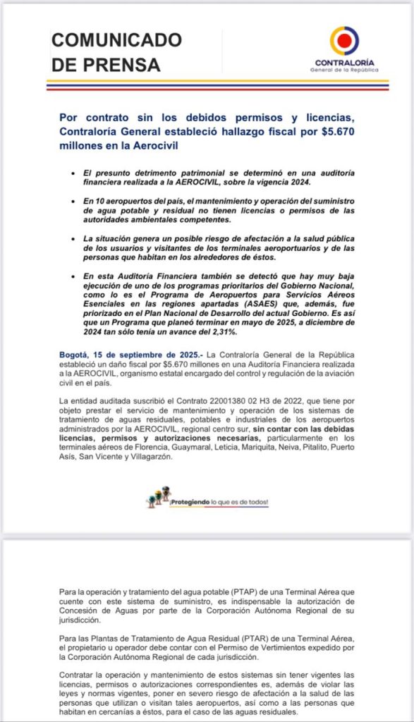 Contraloría detecta hallazgos fiscales por más de $5.670 millones en la Aerocivil 1 G04g8DTWsAAGk6p 1
