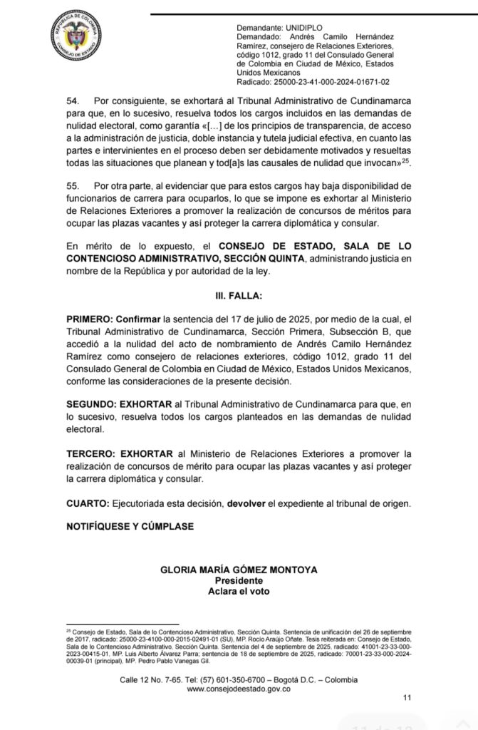 Consejo de Estado tumba nombramiento diplomático en México y pide proteger la carrera diplomática 2 G1yBzHzXgAAhxa4