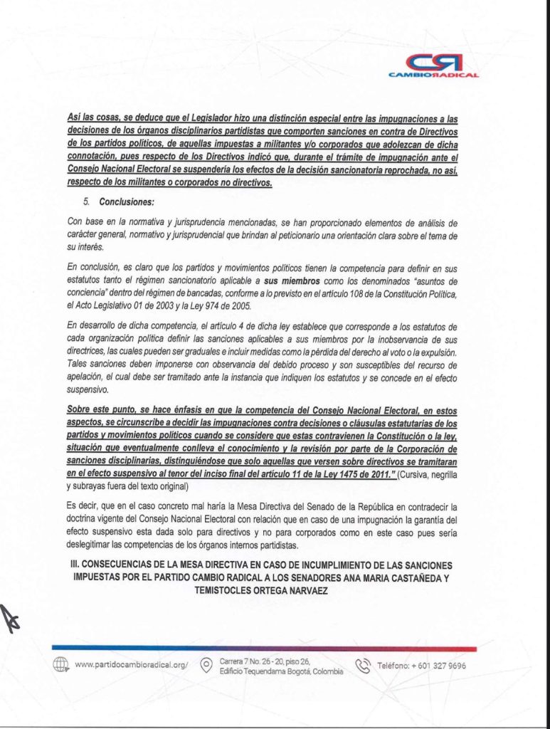 Cambio Radical exige al Senado acatar sanciones contra sus senadores Ana María Castañeda y Temístocles Ortega 3 Gz2VLM4XEAAnP8P