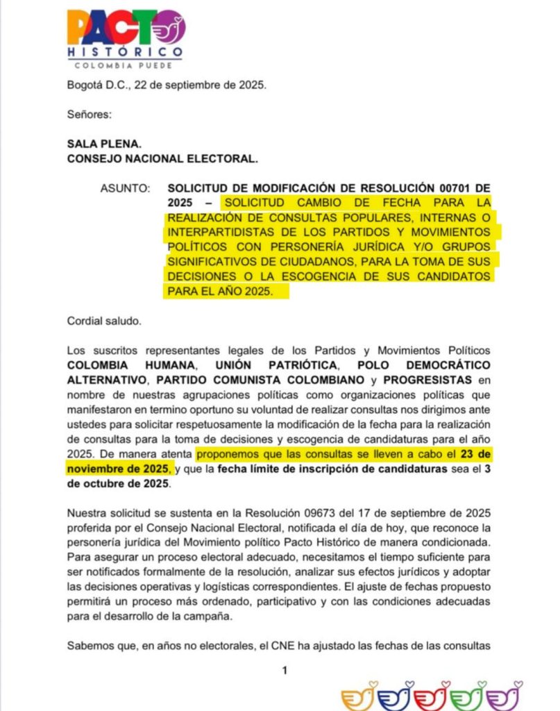 ¿Demasiadas prisas? Partidos del Pacto Histórico piden cambiar la fecha de las consultas electorales 1 f7c29f39 1a96 4269 a5a1 10971080d7b4