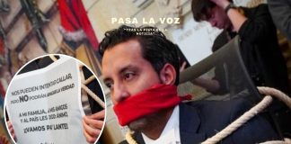 Presidente de la Cámara se amordazó y se ató a su curul en protesta por sanción de su partido