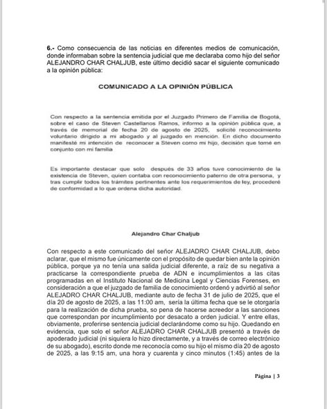 “Quiero conocer a mi padre”: hijo recién reconocido de Alejandro Char pide conciliación y cumplimiento de obligaciones 3 565510900 18044059409696245 1483800848732957059 n