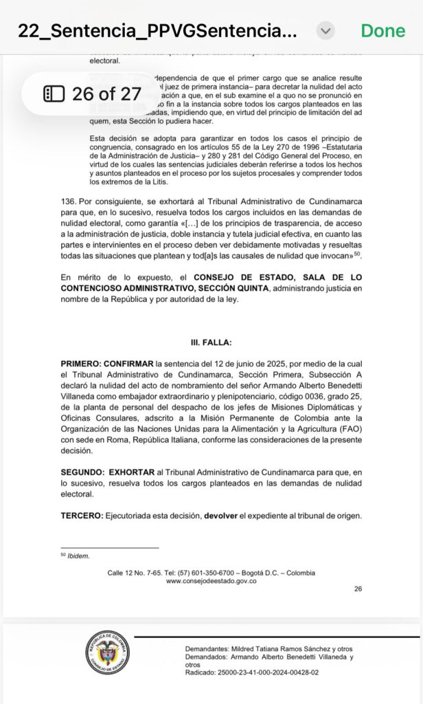 Consejo de Estado le da un revés a Benedetti: confirma que no cumplía requisitos para ser embajador ante la FAO 1 G25mecAW4AAse6l 1