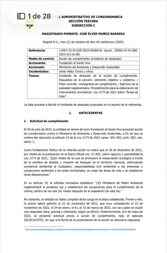 Tribunal declara en desacato al Ministerio de Ambiente por incumplir ley de siembra de árboles 1 G2hFcihXgAAjT3M