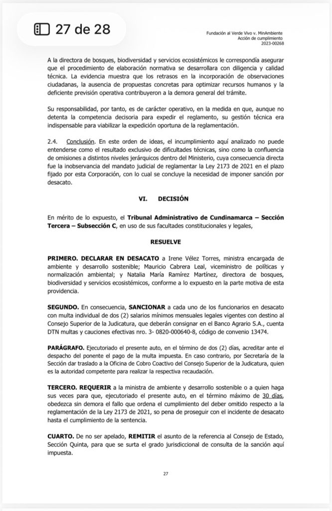 Tribunal declara en desacato al Ministerio de Ambiente por incumplir ley de siembra de árboles 2 G2hFdWPXwAA DV