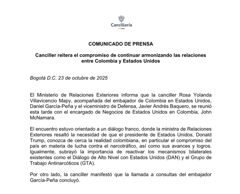 Colombia mantiene a su embajador en Washington y busca “reencauzar” relaciones con EE. UU. tras tensiones entre Petro y Trump 1 G3 orIDXoAAdPCf 1