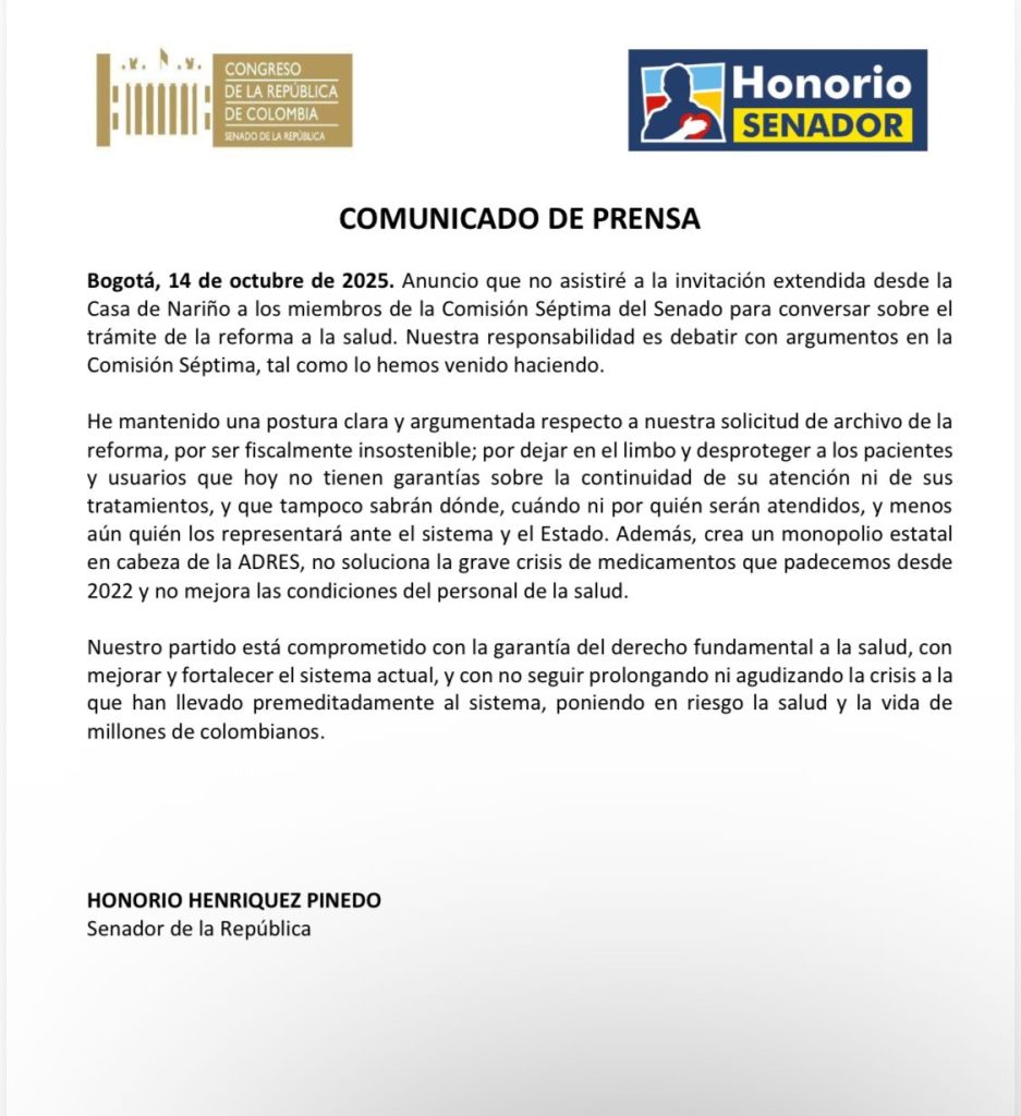 Honorio Henríquez se ausenta de reunión en la Casa de Nariño sobre la Reforma a la Salud 1 G3OygeBW4AAP8eB 1