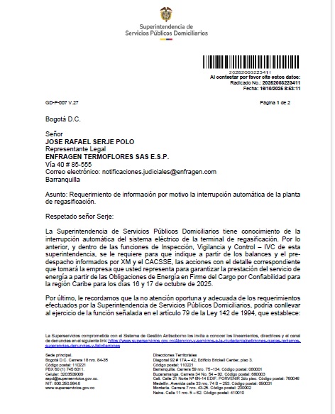 El Caribe en modo prevención: ordenan activar energía de respaldo ante problemas en planta de Cartagena 1 G3ZI0XrXsAAVXqD