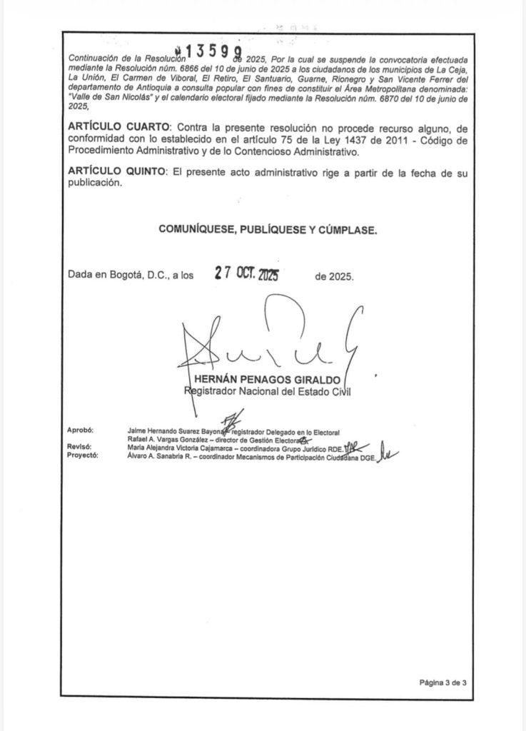 Registraduría suspende consulta para crear el área metropolitana “Valle de San Nicolás” en Antioquia 3 G4WJ2hXXsAAWBsQ