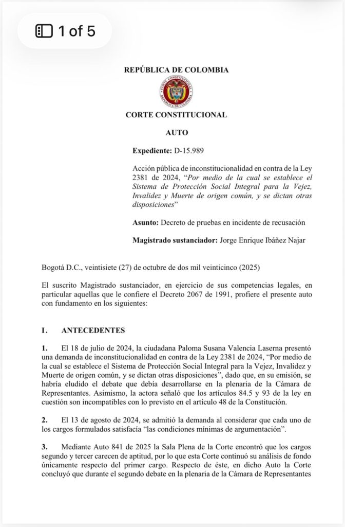 Corte pide a Colpensiones revelar contratos de Héctor Carvajal antes de su llegada al alto tribunal 1 G4Xw24fXMAA6ifa