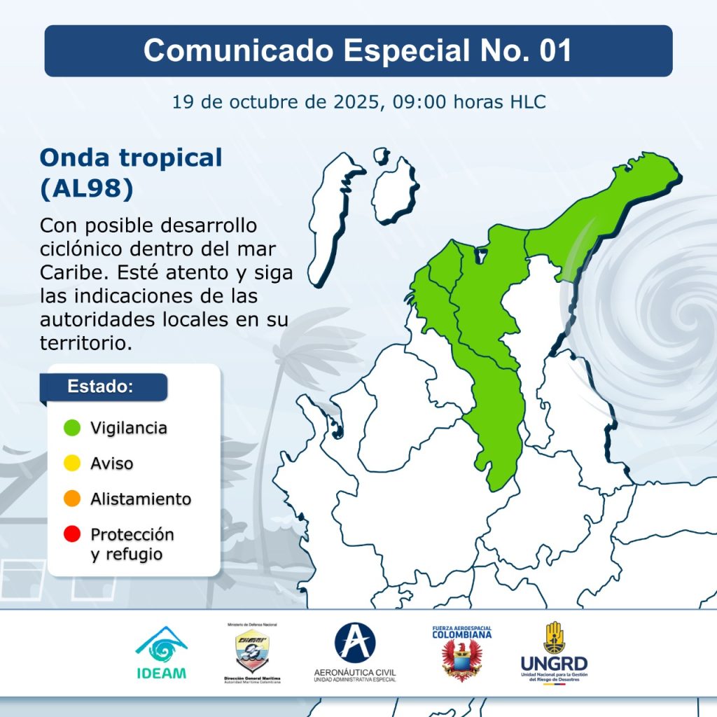 Ideam emite alerta por onda tropical AL98: posible formación ciclónica en el Caribe 1 b4cb203c c933 4e71 82b1 67ce97d6b66b