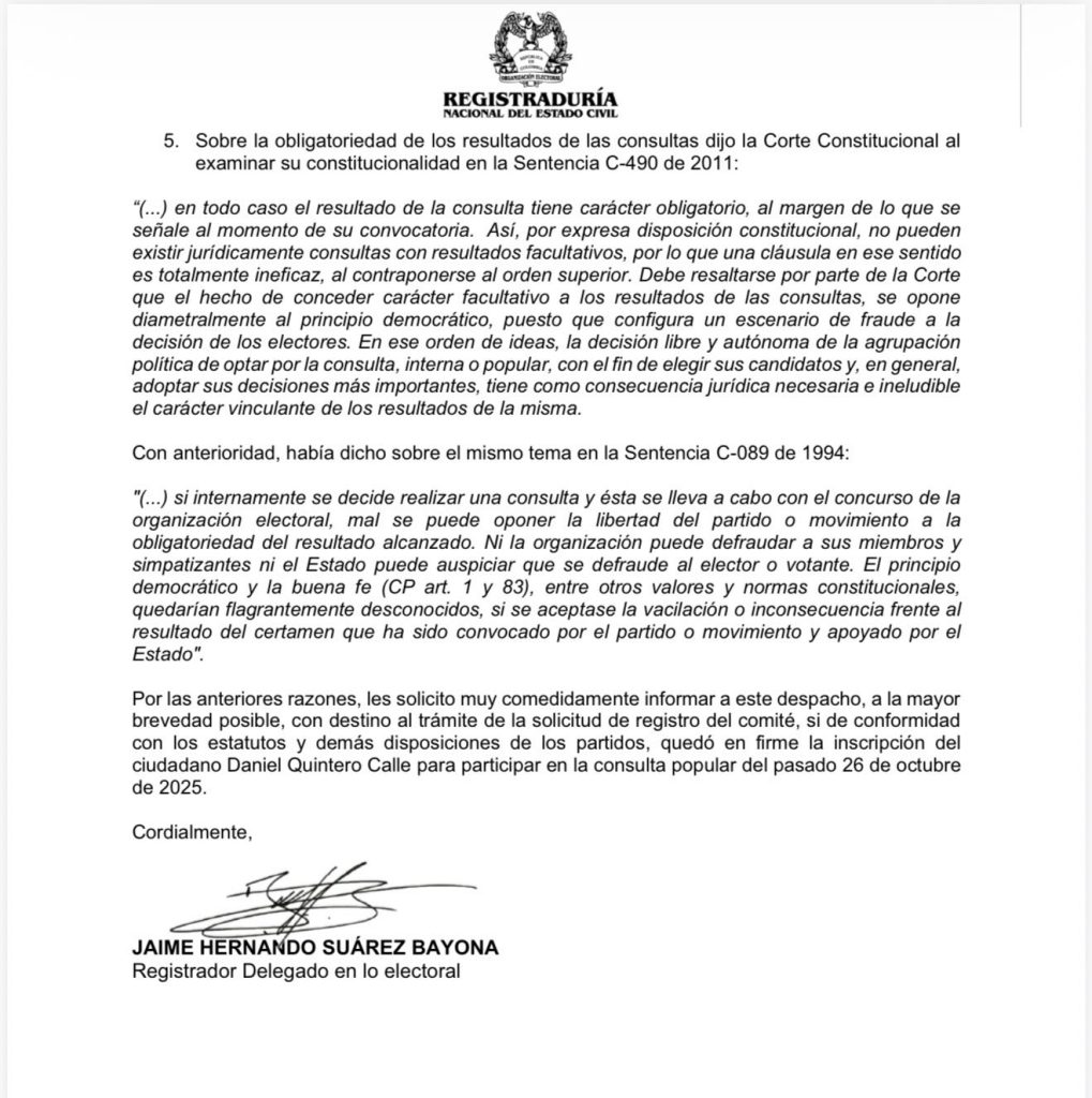 ¿Inhabilitado? Registraduría pide aclarar si Daniel Quintero violó la Ley Electoral 2 G4nBlW XUAA9GeX