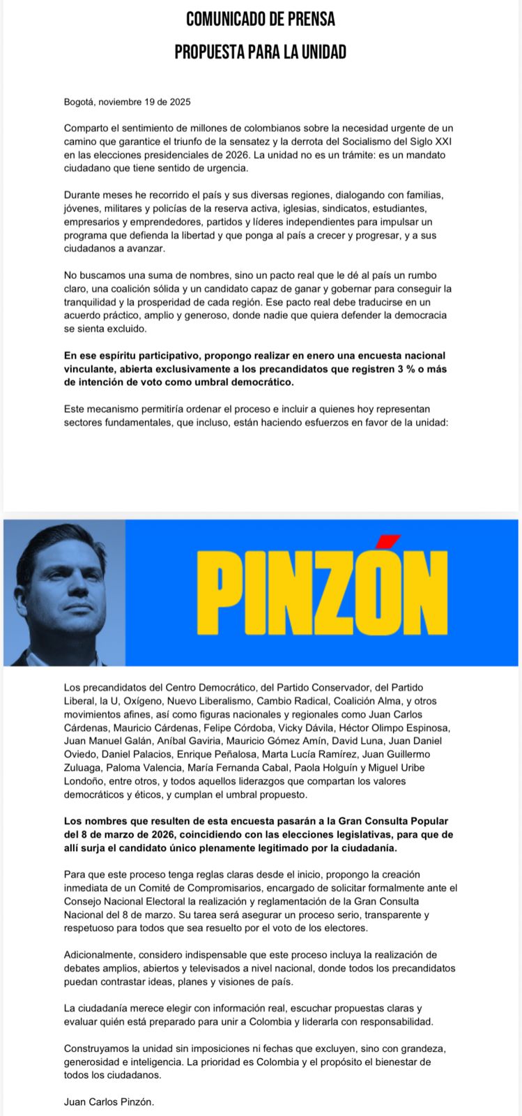 Pinzón propone encuesta nacional vinculante para definir candidatos de una ‘Gran Consulta Popular’ 1 G6Hc2hWXgAA4DDg