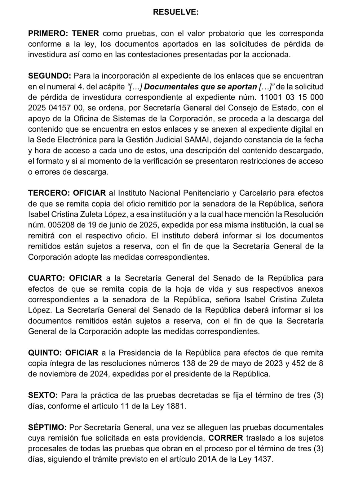 Consejo de Estado ordena nuevas pruebas en proceso de “muerte política” contra la senadora Isabel Zuleta 1 G6HpksIWgAEhtQ8