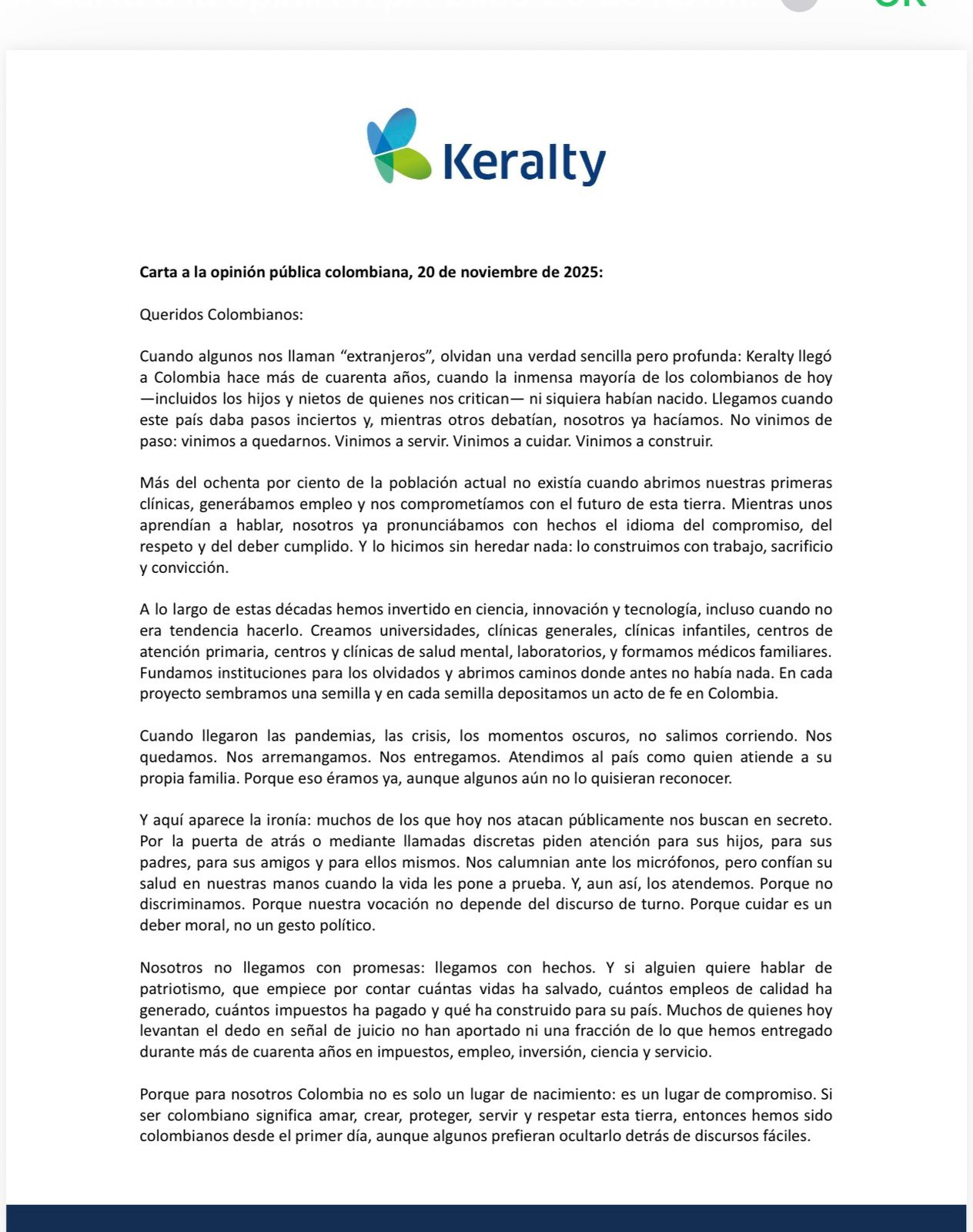 Presidente de Keralty responde a Petro: “Nos atacan en público, pero nos buscan en secreto” 1 G6MmC0vWMAAVMKz
