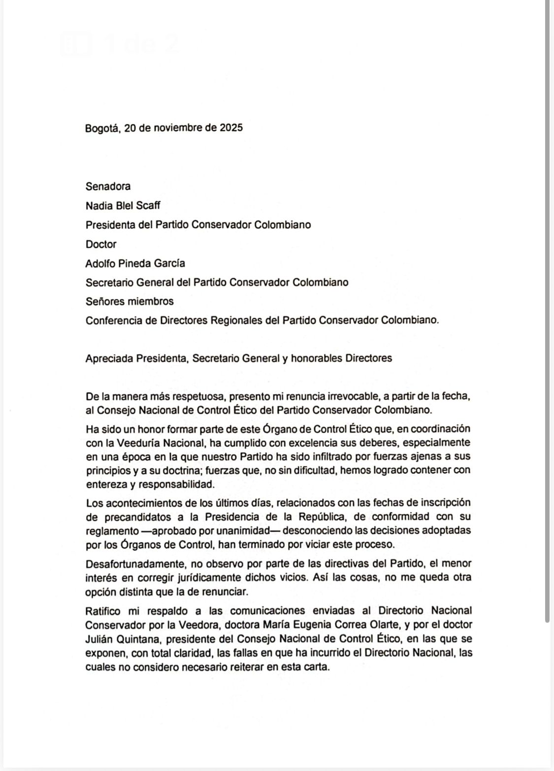 Crecen las tensiones en el Partido Conservador tras la llegada de Felipe Córdoba a la contienda presidencial 1 G6PWHiQXsAAAW 8