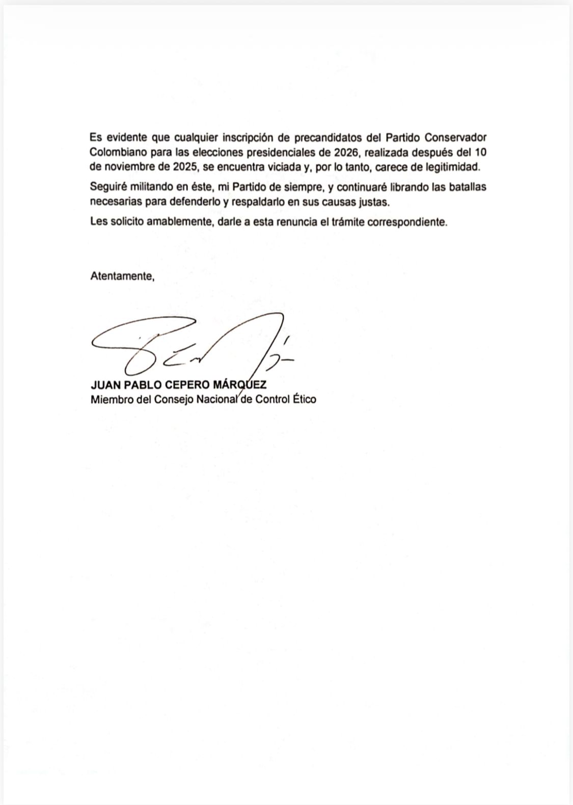 Crecen las tensiones en el Partido Conservador tras la llegada de Felipe Córdoba a la contienda presidencial 2 G6PWIQ8XUAA6SYV