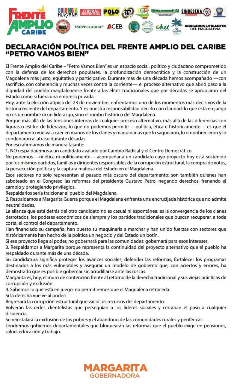 Declaración política de apoyo a Margarita Guerra, candidata a la gobernación 1 dad9e3ba 4791 4e52 ae3e 41fd60712bcb