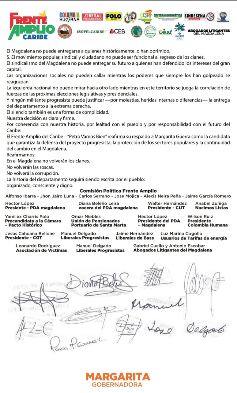Declaración política de apoyo a Margarita Guerra, candidata a la gobernación 2 f05e2a89 5531 4643 84d3 54ad4dc8047c