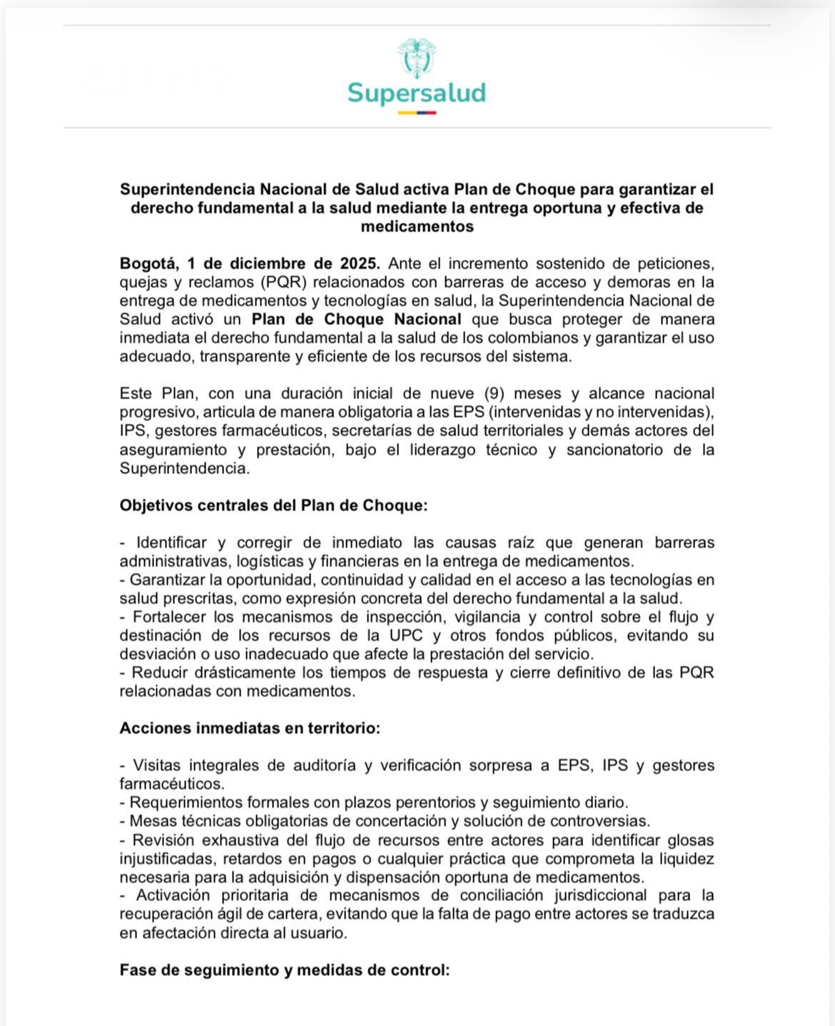 Plan de Choque para garantizar entrega de medicamentos en Colombia 1 G7F6CVuXgAAeXLO
