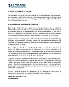 Famisanar responde a denuncias por presuntas contrataciones y altos costos administrativos 2 G QAno7XQAADFl