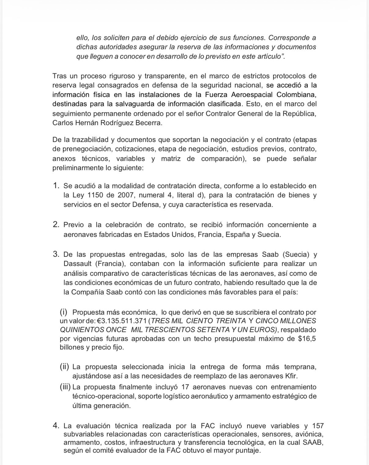 Contraloría avala contrato del Gobierno para compra de aviones Gripen a empresa sueca Saab 2 G 1DftqXcAATuu