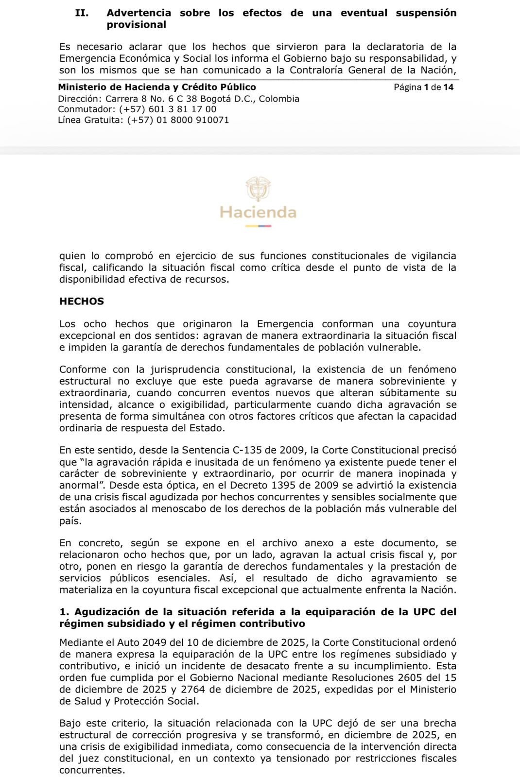 MinHacienda pide a la Corte Constitucional negar suspensión provisional de la emergencia económica 1 G w5WryXUAotzKZ