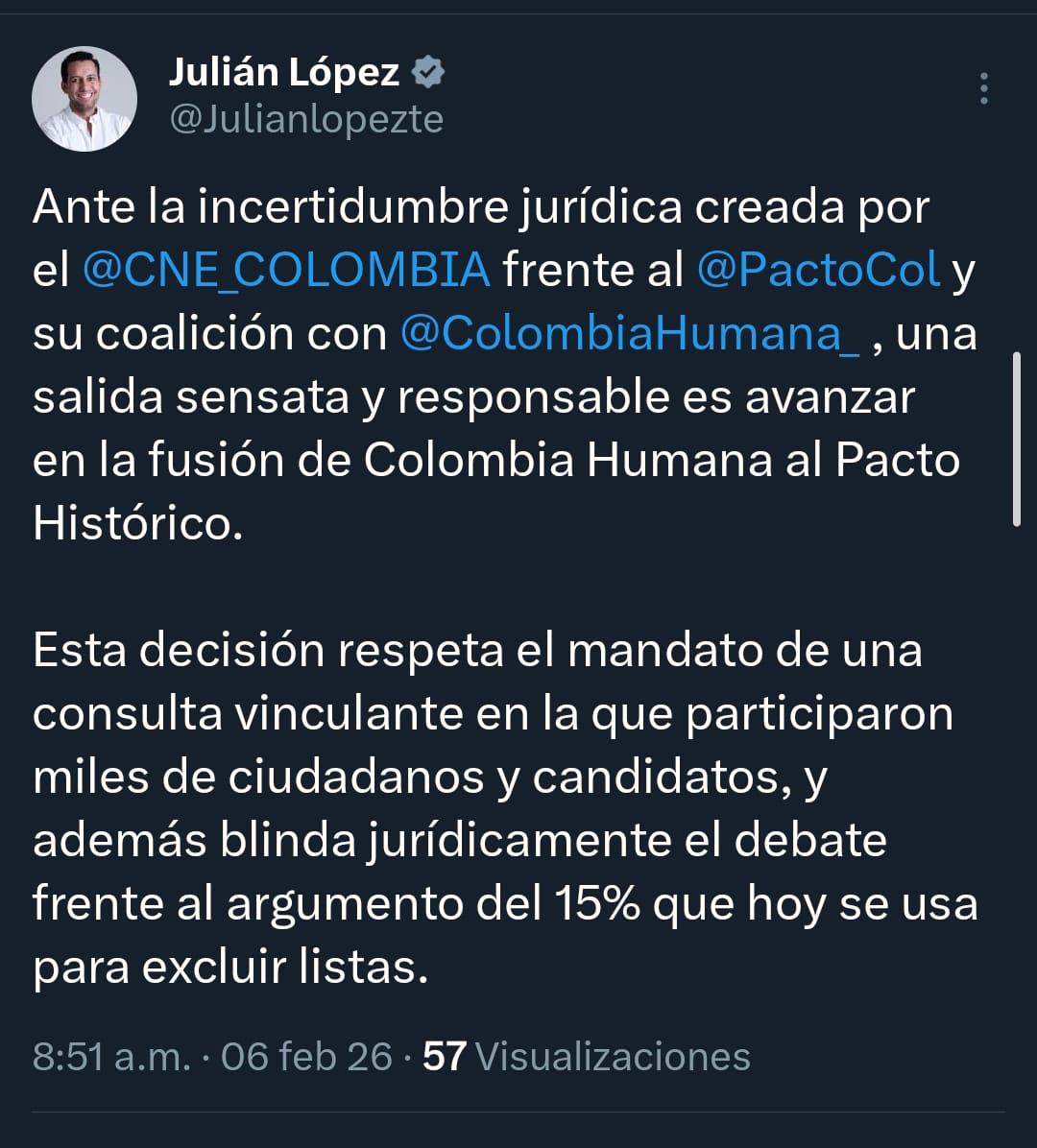 Presidente de la Cámara propone fusión entre Pacto Histórico y Colombia Humana 1 HAeuEOqWMAACs6u