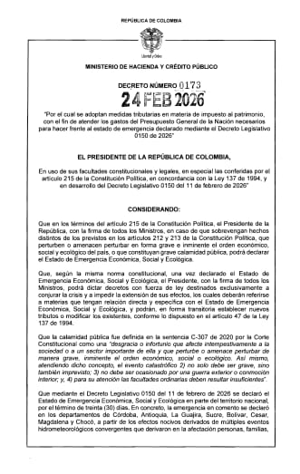 Gobierno expide nuevo impuesto temporal al patrimonio para empresas por ola invernal 1 HB
