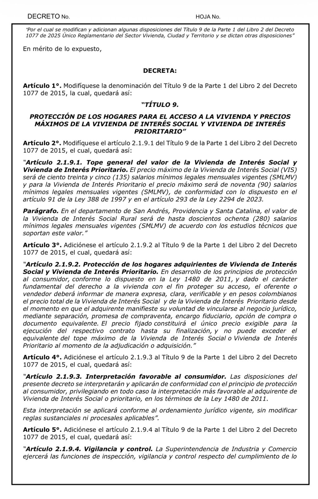 Ministerio de Vivienda, Ciudad y Territorio publica borrador para fijar precios de VIS y VIP en pesos 2 HBmfD2iXYAAuNwN